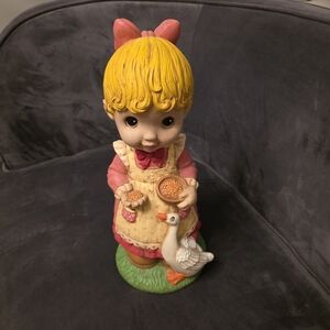 VINTAGE ART LINE Figurine. GIRL FEEDING DUCK- Model 4703